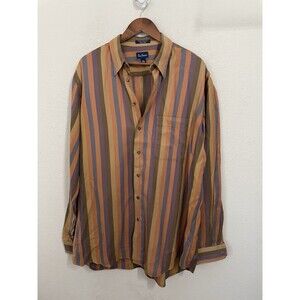 Paul Fredrick Striped Button Up Shirt XLT 100% Cotton Multicolor Vertical Stripe